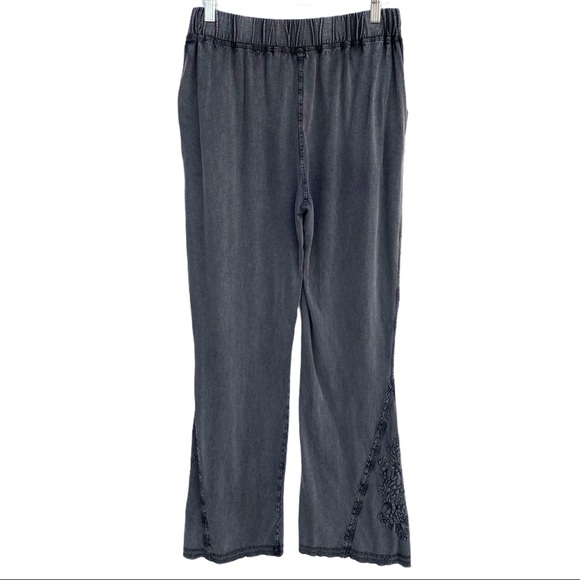 Soft Surroundings Gray Embroidered Wide Leg Pants - Picture 3 of 11